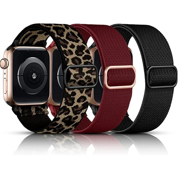 Stretchy Nylon Solo Loop Bands Compatible with Apple Watch 38mm 40mm 41mm 42mm 44mm 45mm, Adjustable Braided Elastic Sport Replacement Straps for iWatch Series 7 6 5 4 3 2 1 SE,38mm/40mm/41mm