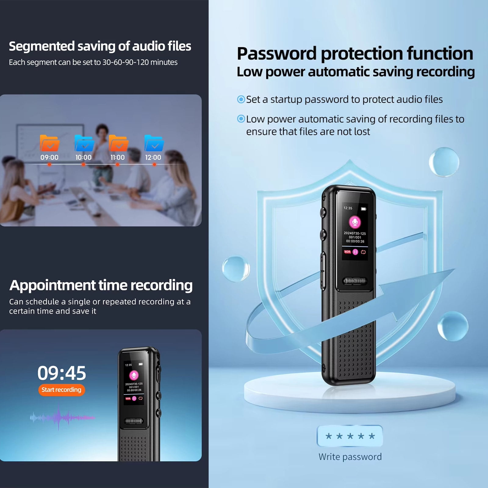 ZD39 Auditory Recorder High Capacity Voice Recorder Featuring Password Protect And Appointment Recording