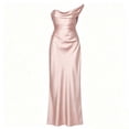 thumbnail image 6 of AHTJRT Women's Satin Off the Shoulder Dress Elegant Ruched Strapless Maxi Dresses Corset Bodycon Formal Party Evening Ball Gown Pink M, 6 of 6