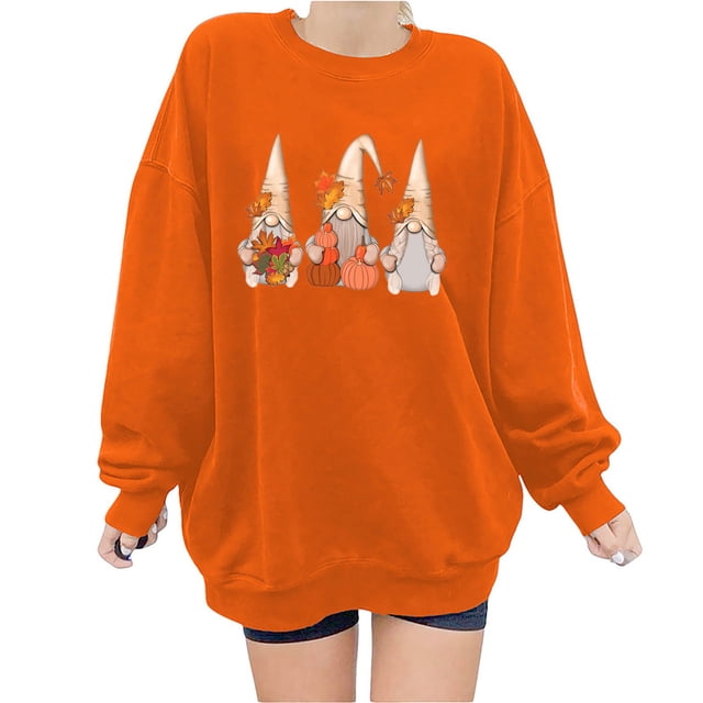 Blusa holgada de manga larga con estampado de otoño para mujer, suéter informal con cuello redondo, Tops, sudadera Fridja fjkfkj7182