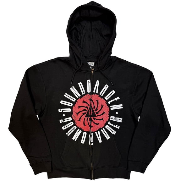 Soundgarden Unisex Zipped Hoodie Sweatshirt Circle Logo (Black)