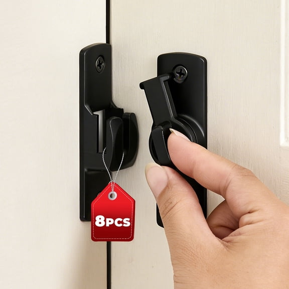 8-Pack Barn Door Lock, 90/180 Degree Privacy Sliding Latch, Matte Black Aluminum Alloy Security Gate Latch for Bathroom, Cabinet, Bedroom, Garden