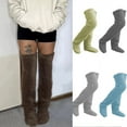 thumbnail image 2 of Over Knee Fuzzy Socks Thigh High Furry Plush Stockings Long Leg Warmers Winter Thermal Home Sleeping Socks for Womens, 2 of 9