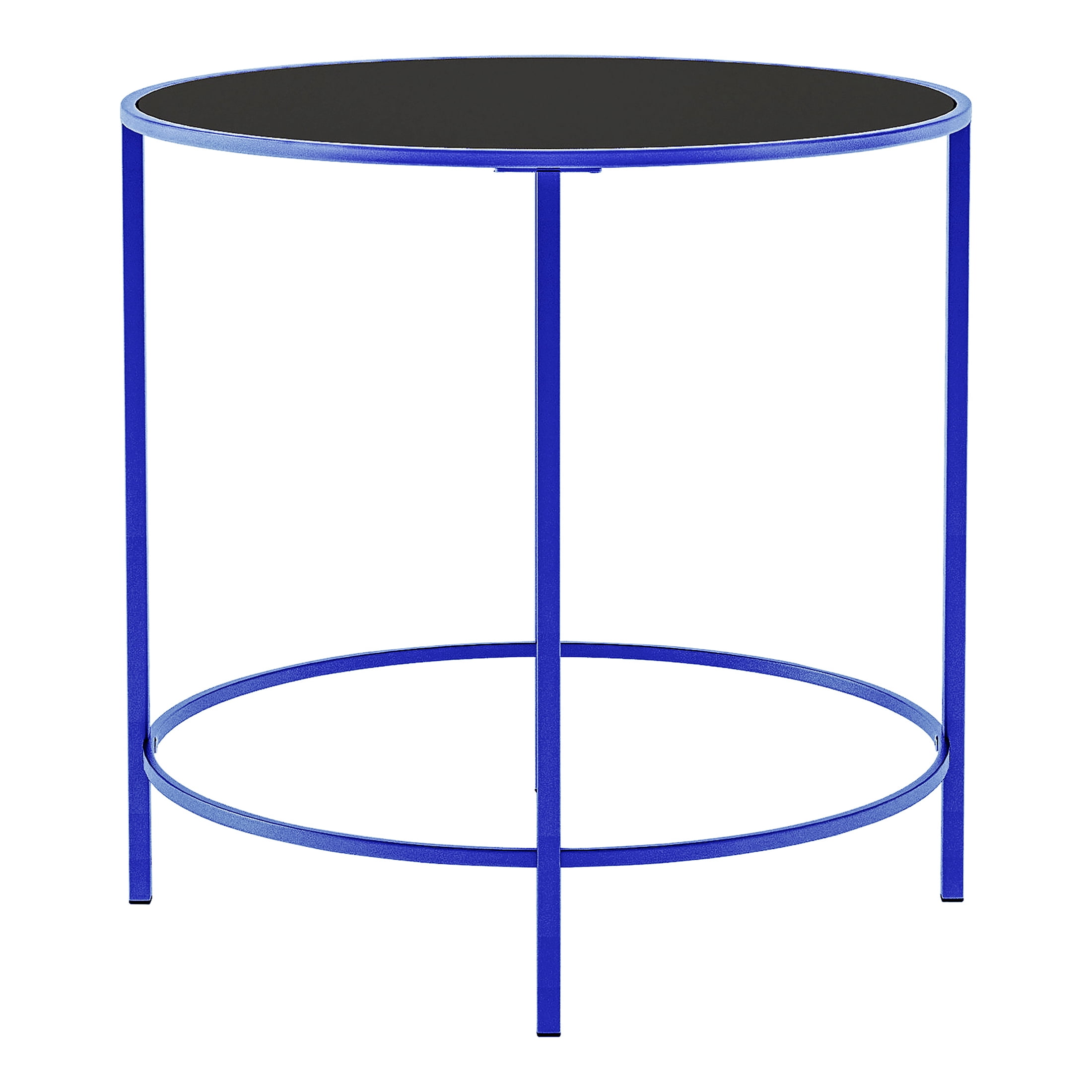 Furniture of America Harre Glass Top Side Table, Blue