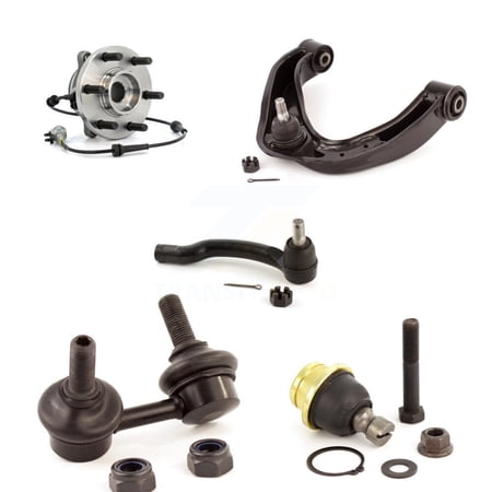 Transit Auto Front Left Hub Bearing Assembly Upper Control Arm with Ball Joint Lower Outer Tie Rod & Sway Bar Stabilizer Link Kit (5Pc) for Car Nissan Frontier Pathfinder Xterra K7T-105272