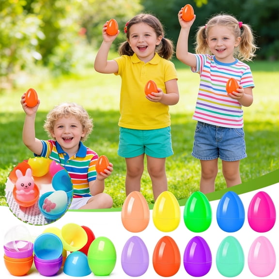 24 Pack Prefilled Easter Eggs with Squeeze Toys, Colorful Easter Eggs with Variety Easter Stress Balls, Easter Basket Stuffers, Easter Egg Fillers