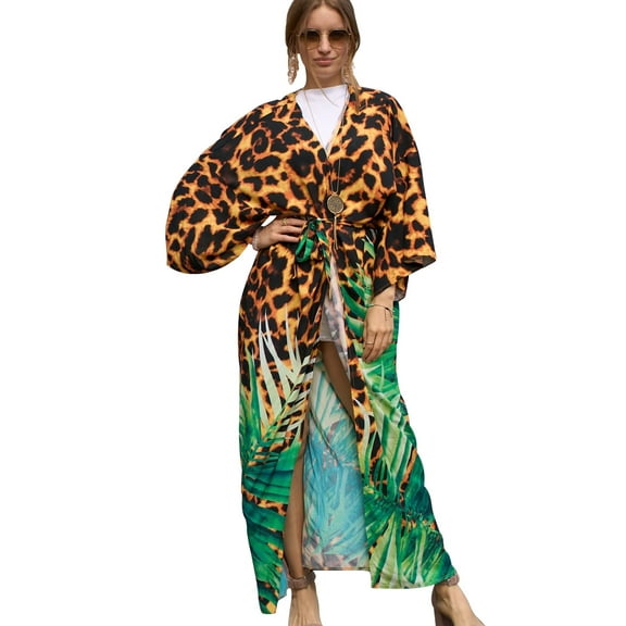 EDOLYNSA Bikini Cover up for Women Swim Coverup Beach Kimono Cardigan with Self Belt