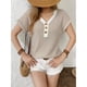 thumbnail image 4 of Blusas de Mujer de Corta con Botones Color Albaricoque XL, 4 of 8