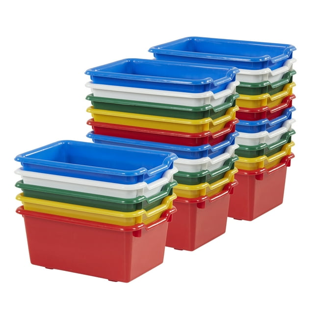 ECR4Kids Scoop Front Multipurpose Storage Bins, Cubby Compatible, 25-Piece - Assorted