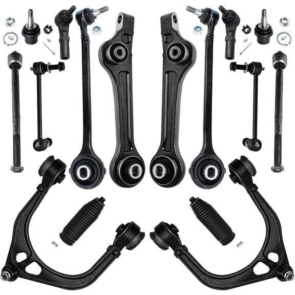 Detroit Axle - Front 16pc Suspension Kit for RWD 2011-2014 300 Dodge Charger Challenger, 6 Control Arms 4 Tie Rods 2 Sway Bars 2 Ball Joints 2 Boots 2011 2012 2013 2014 Replacement