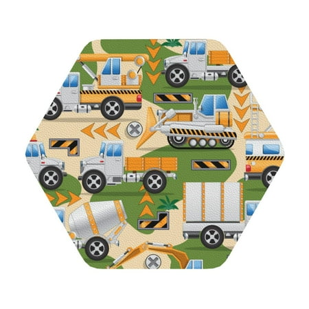 

Cauagu Construction Machinery1 for Round Coaster Drink Coasters Set of 4 Leather Bar Beer Beverage Cup Mat for Drinks for Tabletop Protection & Coffee Table Decor