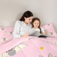 thumbnail image 4 of Manfei Halloween Sweet Flying Bat Full Size Bedding Sets 7 Pieces, Gothic Animal Full Size Bed in a Bag, Pink Gray Yellow,Pink Reversible, 4 of 7