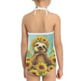 thumbnail image 5 of FOR U DESIGNS Sloth Sunflower Halter Neck One Piece Swimsuit Size 7-8 Years Pool Beach Outfit Lightweight Sleeveless Bathing Suit for Kids Girls Cute Backless Swimwear, 5 of 6