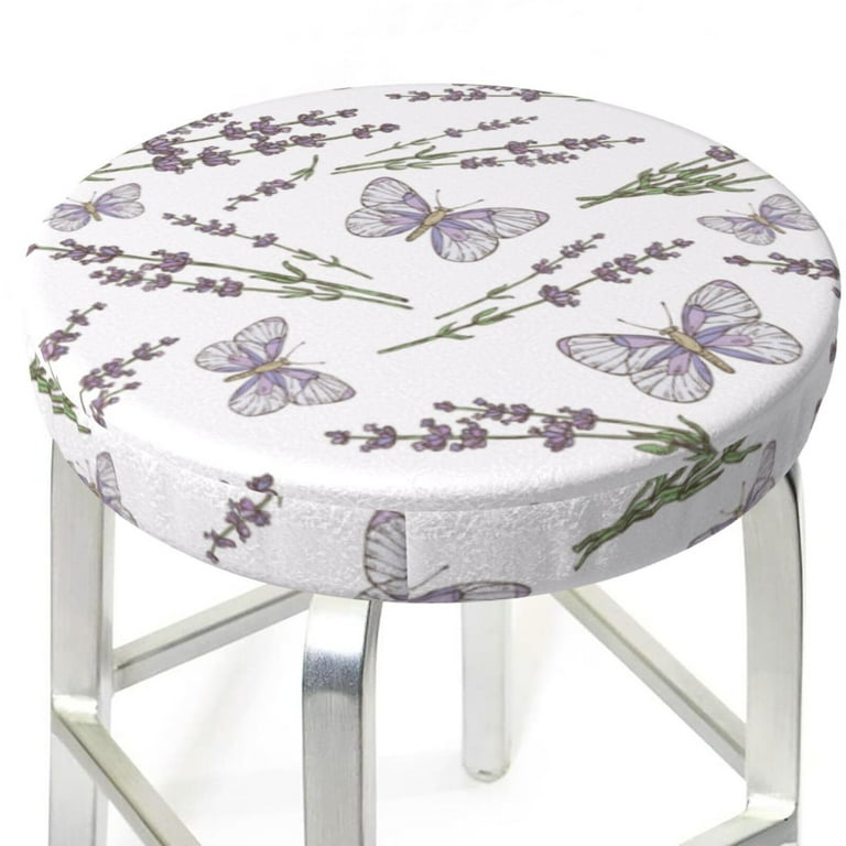 Daiia Lavender And Butterfly Stool Covers Round Round Bar Stool Covers Waterproof Bar Chair Covers Washable Stool Cushion Slipcover for 12 14 Inch Chair 14 inch Walmart