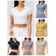 thumbnail image 4 of Camiseta corta deportiva para mujer, camisetas ajustadas de manga corta para entrenamiento Abanopi Azul/L, 4 of 7