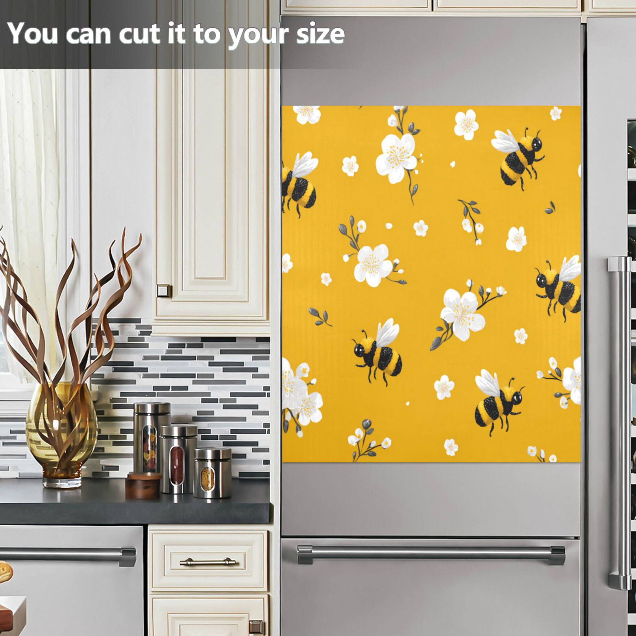Dishwasher Magnetic Refrigerator Magnet Cover Sticker Home Decorative 23"x26" Cute Cartoon Bees