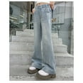 thumbnail image 4 of LIJCC Kid Girls Classic Straight Leg High Waisted Jeans Distressed Wide Leg Denim Pants Stretchy Flare Bell Bottom Jeans Basic Bootcut Trendy Denim Pants, 4 of 7