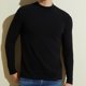 thumbnail image 5 of Suéter de punto térmico para hombre, camiseta de manga larga con cuello redondo, tejido con ácido hialurónico (negro), 5 of 6
