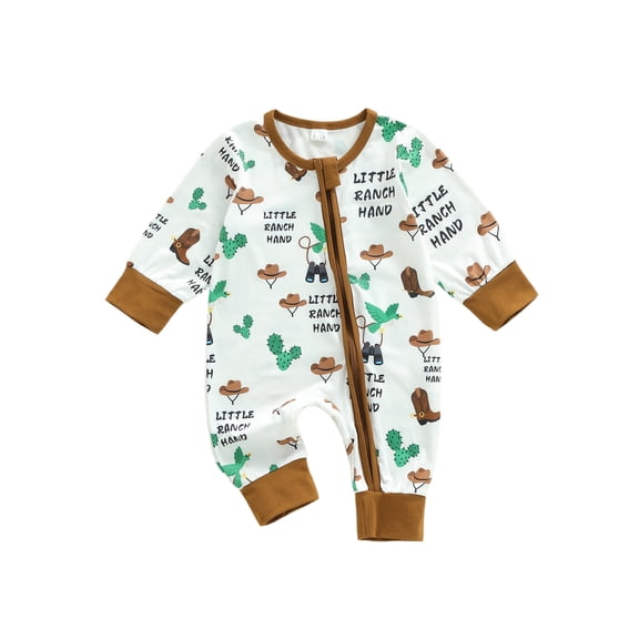 BemeyourBBs Western Baby Duck Hunting Clothes Newborn Baby Boy Cowboy Outfit Romper Boots Cactus Print Crew Neck Long Sleeve Bodysuit Infant Fall Winter Spring Clothing
