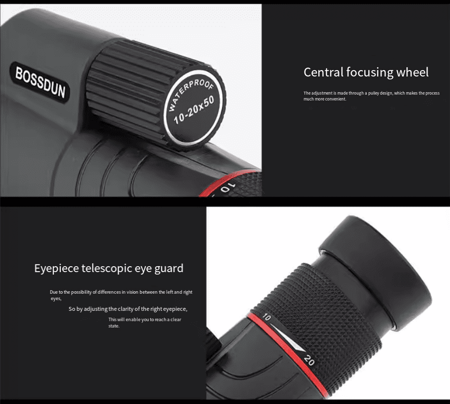 10-20x50 Zoom HD Telescope Monocular Camping Powerful Long distance With Tripod Phone Clip For Watching Bird Hunting Binoculars