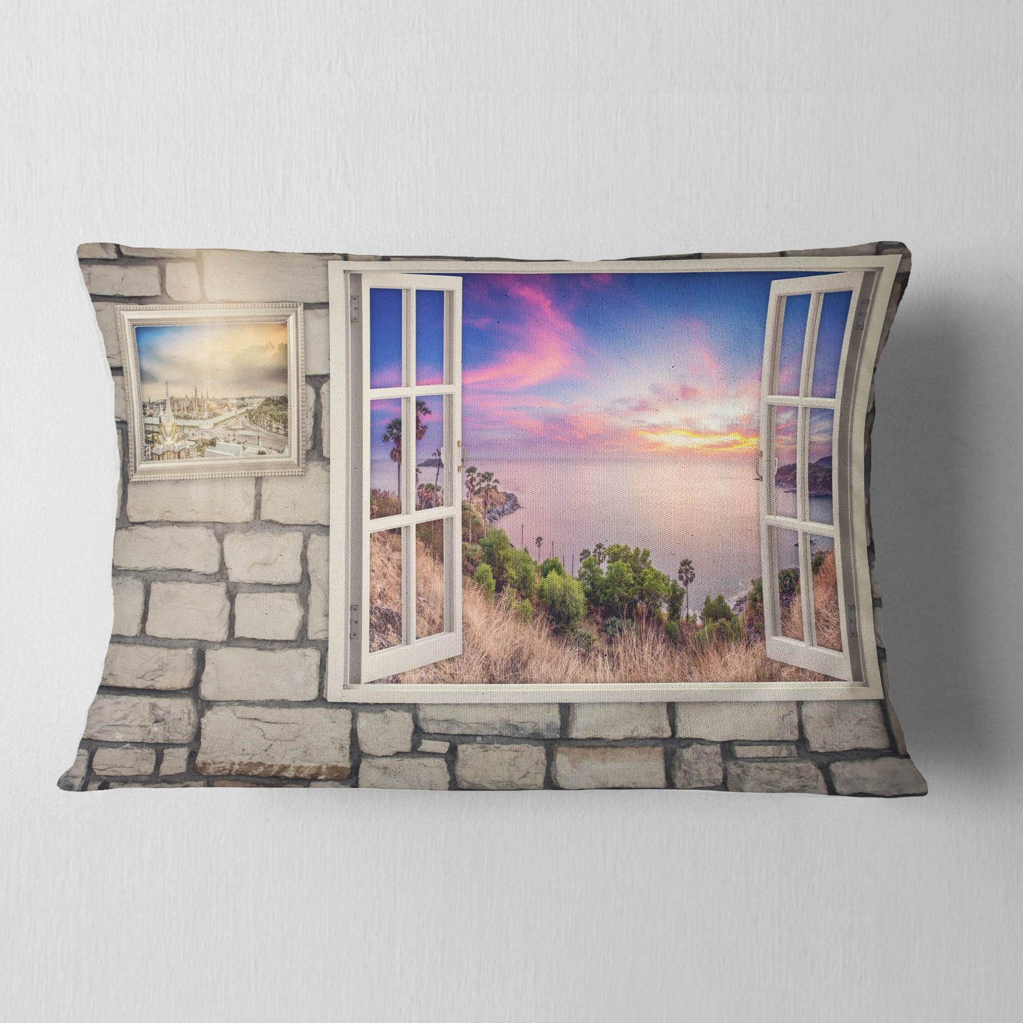 Designart 12" x 20" Multi-color Landscape Polyester Throw Pillow
