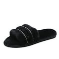 thumbnail image 2 of GERsome Women's Cozy Slippers Fuzzy Peep Toe House Shoes ,Indoor Outdoor Anti-Skid Rubber Sole, 2 of 8