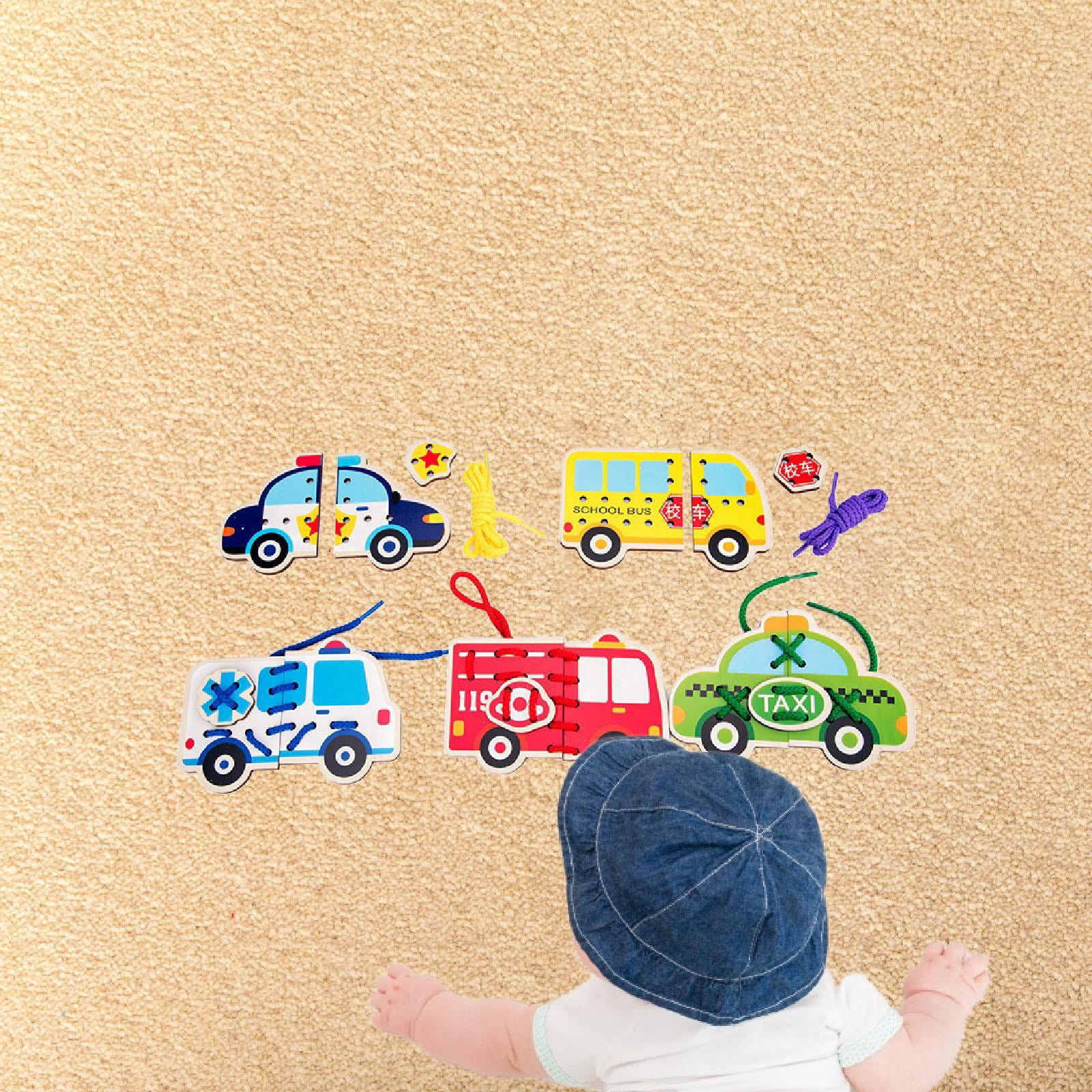 LeeQinersw Lacing Cards Gift for Boys Girls Early Development Threading Toys Sewing Kit Traffic