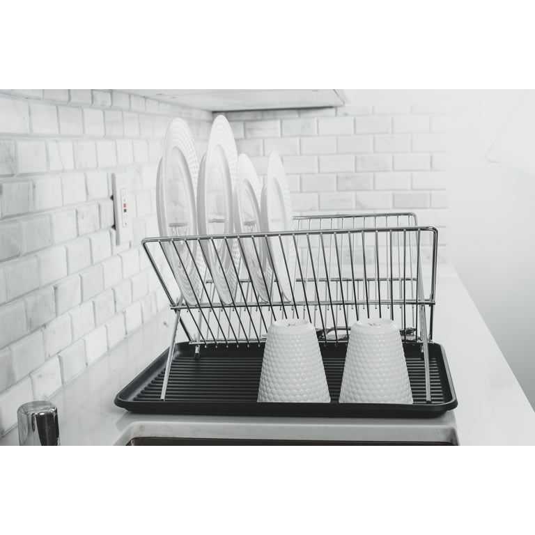 Real Home Folding Dish Rack & Drainboard, Chrome