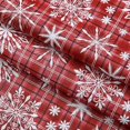 thumbnail image 2 of Newbridge Snowfall Snowflake Plaid Christmas Print Vinyl Flannel Backed Tablecloth, Contemporary Snowflake Design Easy Care Wipe Clean Xmas Tablecloth, 52 Inch x 52 Inch Square, Red, 2 of 6