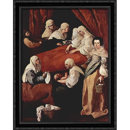 Birth of the Virgin 28x36 Large Black Ornate Wood Framed Canvas Art by Francisco de Zurbaran