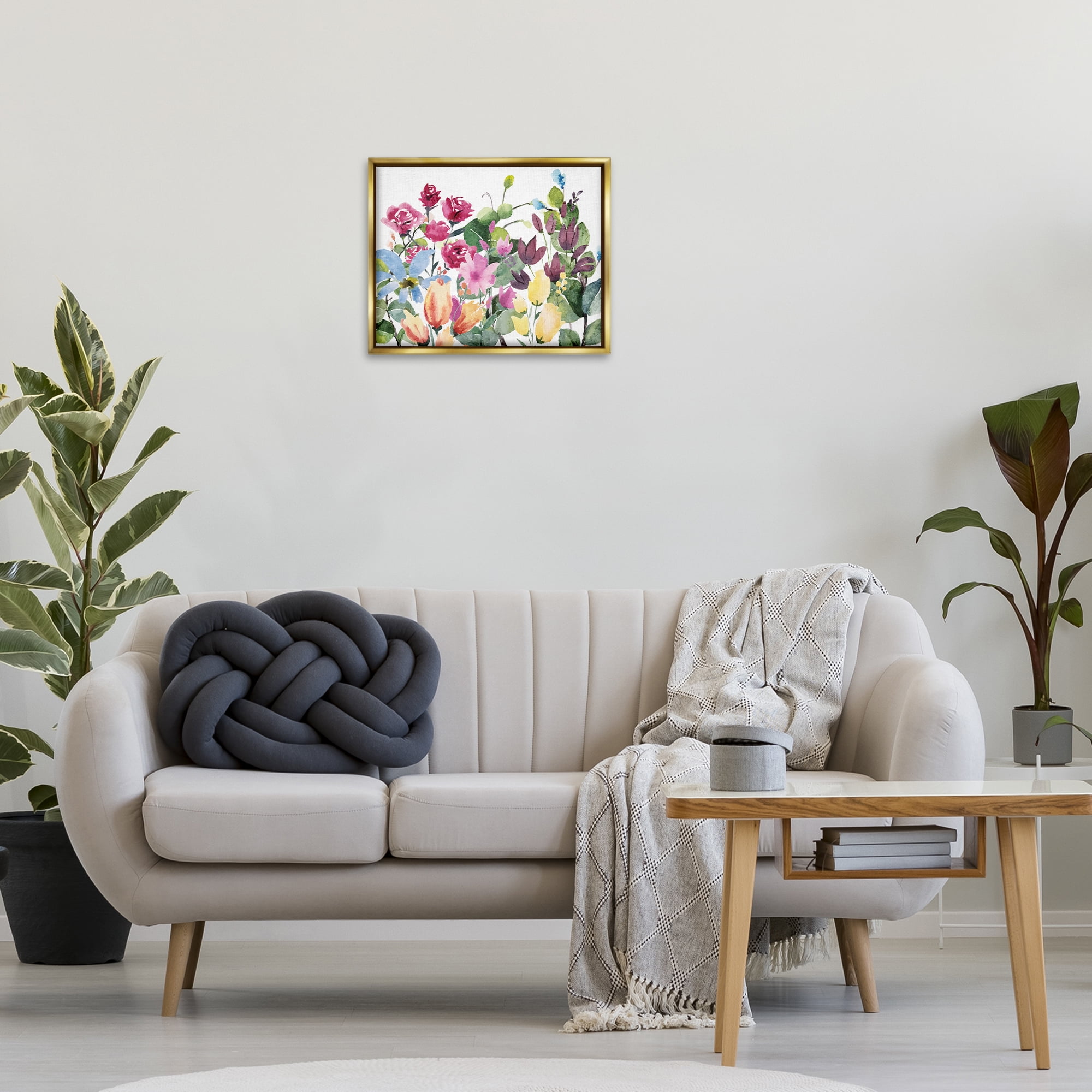Stupell Industries Floral Blooming Colors Botanical & Floral Painting Gold Floater Framed Art Print Wall Art, 21 x 17
