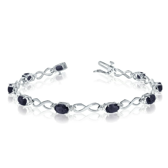 14K White Gold Oval Sapphire and Diamond Bracelet