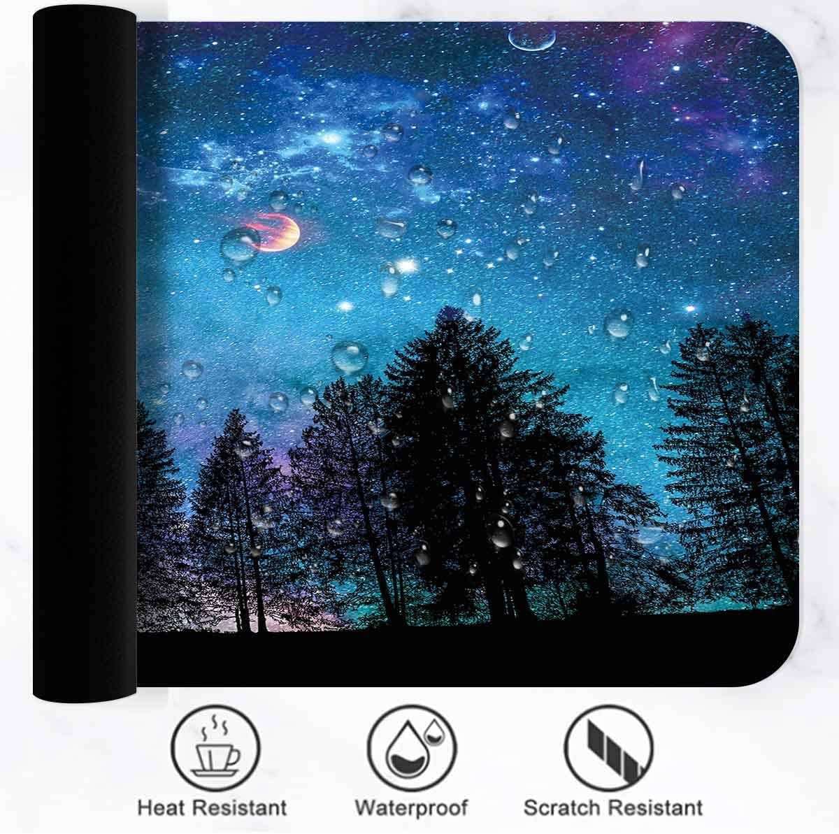 31.5x11.8x0.12 Inches Star Mouse Pad Fairytale Fantasy Universe Plant Forest Pattern Rubber Gaming Mouse Pad,with Rubber Mouse Pad with Non-Slip Pad BDLSMN37
