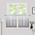 thumbnail image 1 of 2 Pcs Faux Linen Sheer Tier Curtain, Rod Pocket Voile Small Curtain, 1 of 6