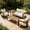 White-Five-piece set, variant on Fnova 17.72 Inch Square Outdoor Side Table, Weather Resistant Waterproof UV Protected Patio End Table, Multipurpose Coffee Table for Patio, Backyard, Porch, Living Room, Balcony