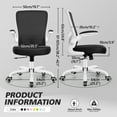 thumbnail image 3 of COOLHUT Ergonomic Office Chair, Task Chair, Comfort Desk Chair with Adjustable Lumbar Support and Flip up Arms, 400lb, White, 3 of 10