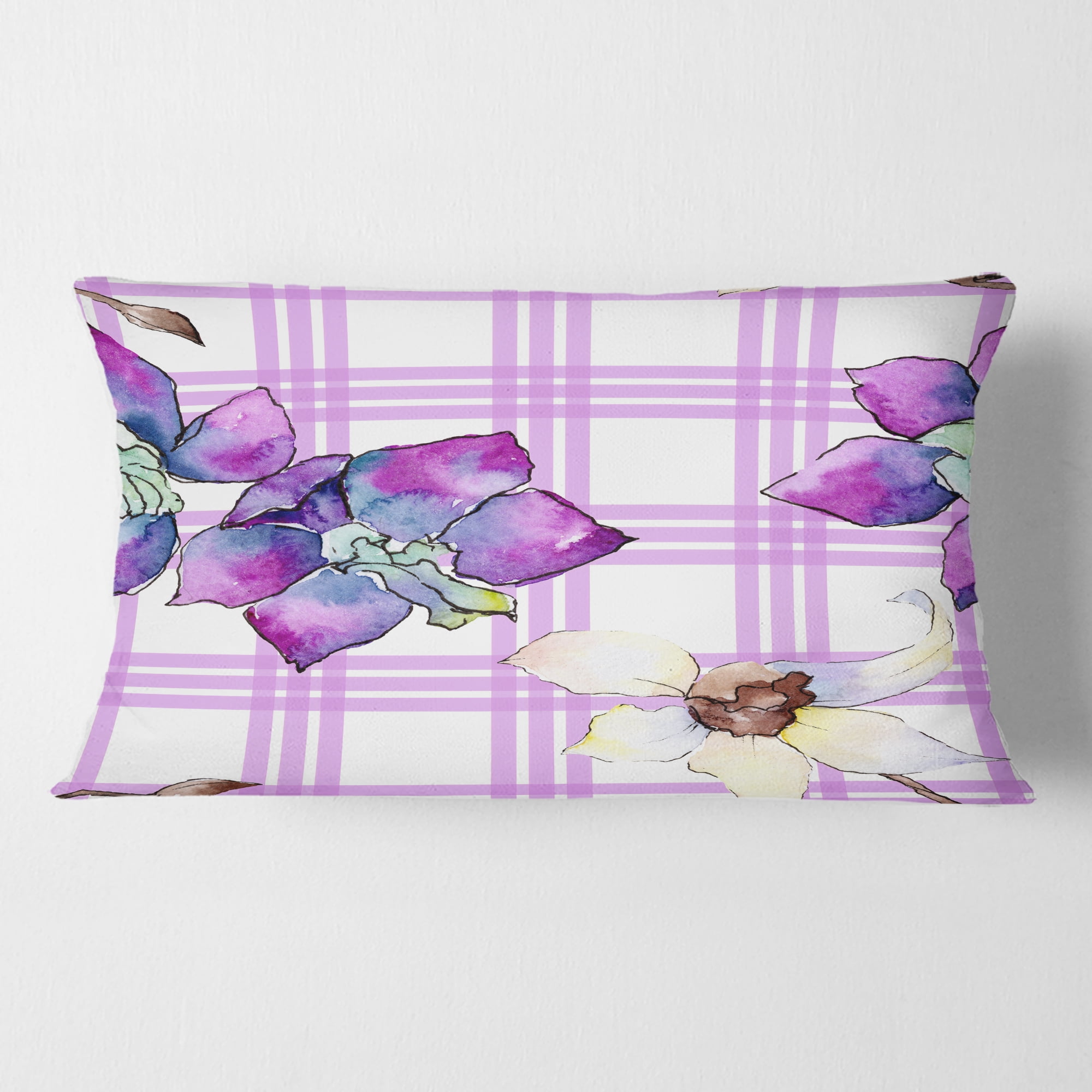 Designart Floral Botanical Retro VII' Mid-Century Modern Throw Pillow - 12x20