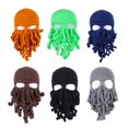 thumbnail image 4 of Sombrero de pasamontañas de lana de calamar, máscara de esquí de cara completa de pulpo, sombreros de invierno, máscara táctica de punto, casco de motocicleta de ciclismo, gorros hechos a mano, 4 of 4