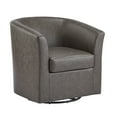 thumbnail image 3 of Christopher Knight Home Faux Leather Swivel Accent Arm Chair with Barrel Shape, Dark Brown Finish, 3 of 9