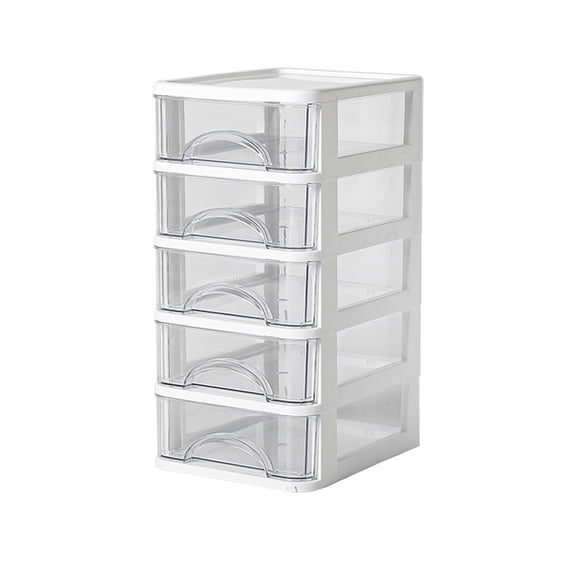 Clear Storage Desk with Drawers Plastic Stationery Makeup Storage Box for