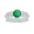 thumbnail image 4 of Angara Natural 1.2 Ct. Emerald with Diamond Vintage Inspired Ring in 14K White Gold for Women (Ring Size: 3.5), 4 of 10