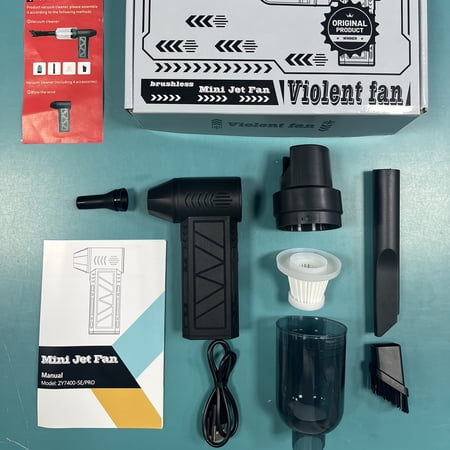 130000RPM Brushless Mini Turbine Jet Fan, 2-in-1 Wireless Blower & Vacuum, Type-C Portable Handheld Fan for Keyboard Car Cleaning BBQ Inflation Holiday Gift