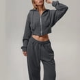 thumbnail image 2 of Women's Solid Color Waist Hooded Cardigan And Tied Pants Set, 2 of 2