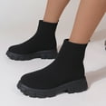 thumbnail image 4 of Women's Mid Calf Boots On Low Heel Sole Design for Everyday Casual Wear Travel Outfits and Outdoor Activities Comfortable Footwear,Color:Black,Size:5.5, 4 of 9