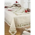 thumbnail image 3 of Fennco Styles Holiday Embroidered Pinecone and Holly Poly-Linen Natural Tablecloth, 67"X160" Rectangular, 3 of 3