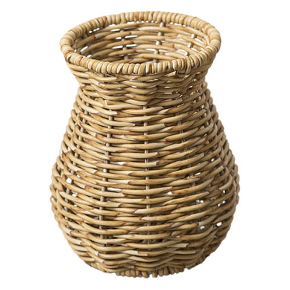 Woven Flowers Vase Decorative Vase Rustic Imitation Rattan Woven Vase for Home