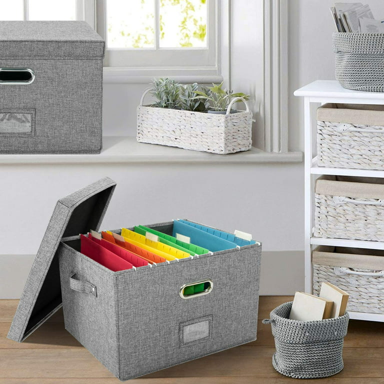 File Organizer Box Office Document Storage with 5 Hanging Filing Folders