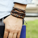 thumbnail image 2 of Brazalete De Hombre Cuero Vintage Set De 6 Dije Árbol, Color Café, 2 of 5