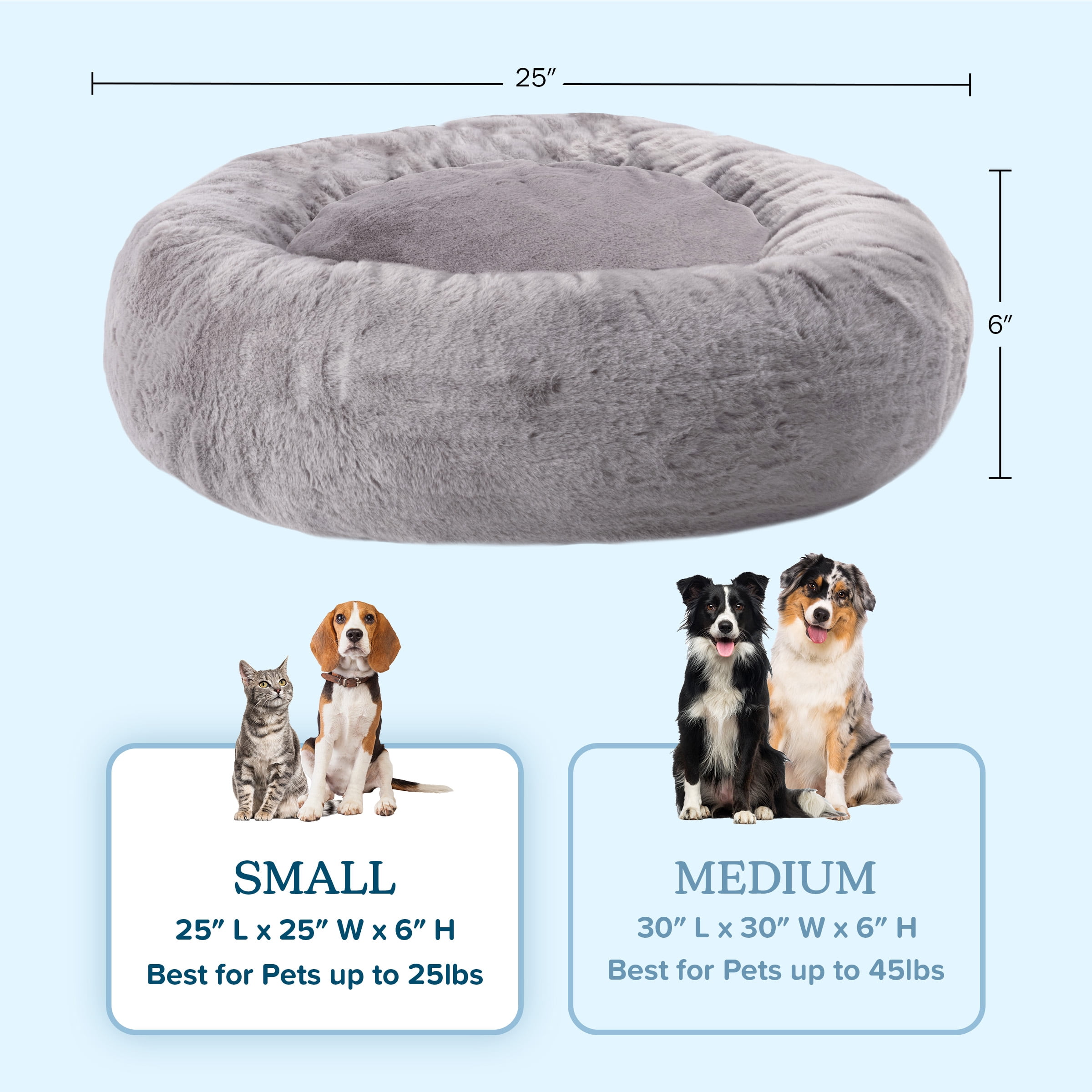 PETMAKER Dog Bed - Donut Dog Bed and Cat Bed for Small Pets (Gray)