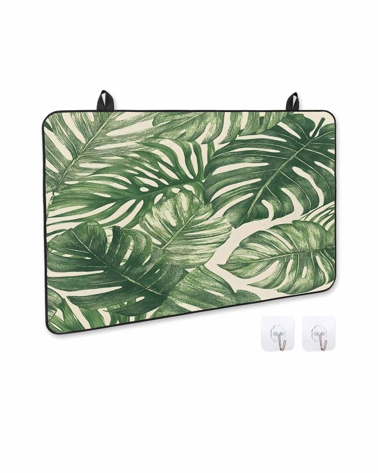 nqOlkjepod Large Induction Cooktop Protector Mat 36"x21", Green Tropical Leaves Stove Top Covers for Electric Stove, Farmhouse Summer Leaf Plants Stove Burner Cover Mats, Glass Top Stove Cover